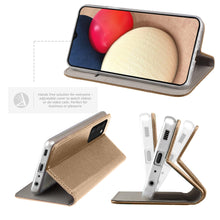 Lade das Bild in den Galerie-Viewer, Moozy Case Flip Cover for Samsung A02S, Gold - Smart Magnetic Flip Case Flip Folio Wallet Case with Card Holder and Stand, Credit Card Slots10,99
