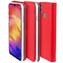 Carica l&#39;immagine nel visualizzatore di Gallery, Moozy Case Flip Cover for Xiaomi Redmi Note 7, Redmi Note 7 Pro, Red - Smart Magnetic Flip Case with Card Holder and Stand
