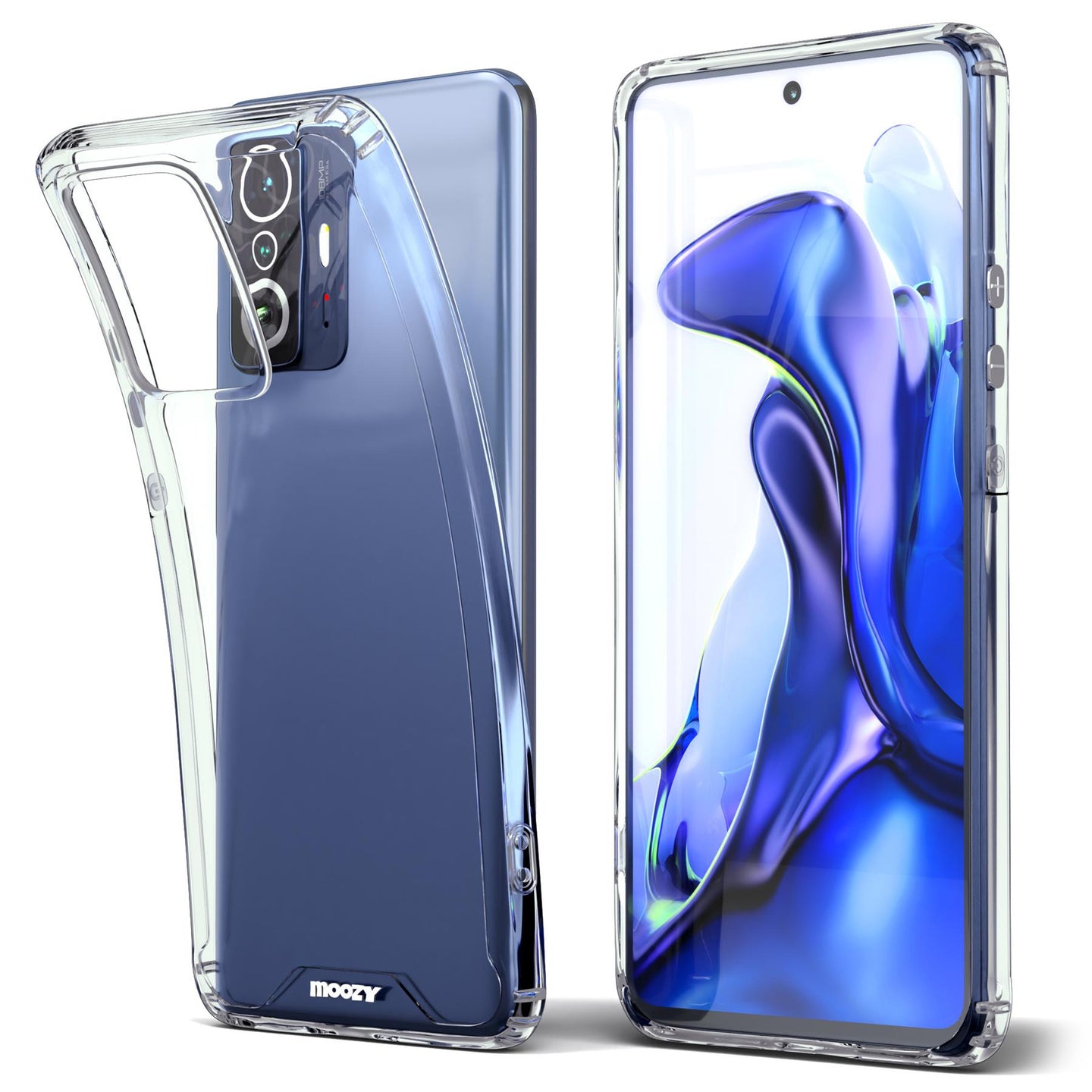 Moozy Xframe Shockproof Case for Xiaomi 11T and Xiaomi 11T Pro - Transparent Rim Case, Double Colour Clear Hybrid Cover with Shock Absorbing TPU Rim