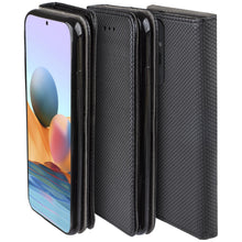 Lade das Bild in den Galerie-Viewer, Moozy Case Flip Cover for Xiaomi Redmi Note 10 Pro and Redmi Note 10 Pro Max, Black - Smart Magnetic Flip Case Flip Folio Wallet Case
