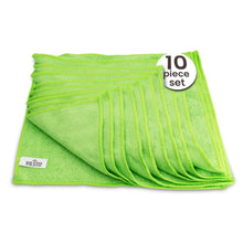 Ladda upp bild till gallerivisning, VILSTO Microfibre Cloth, Reusable Lint Free Cloth, Easy Clean Cloth, Window Cleaning, Microfibre Towel, Cleaning Supplies, 30x30 cm, 10 Pieces, Green
