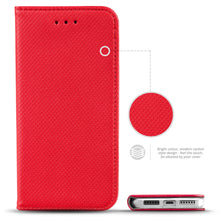 Carica l&#39;immagine nel visualizzatore di Gallery, Moozy Case Flip Cover for Xiaomi Redmi Note 7, Redmi Note 7 Pro, Red - Smart Magnetic Flip Case with Card Holder and Stand
