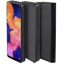 Lade das Bild in den Galerie-Viewer, Moozy Case Flip Cover for Samsung A10, Black - Smart Magnetic Flip Case with Card Holder and Stand
