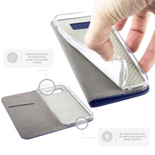 Załaduj obraz do przeglądarki galerii, Moozy Case Flip Cover for Samsung S10 Plus, Dark Blue - Smart Magnetic Flip Case with Card Holder and Stand
