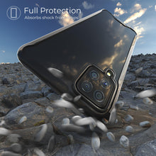 Cargar imagen en el visor de la galería, Moozy Xframe Shockproof Case for Samsung A12 - Black Rim Transparent Case, Double Colour Clear Hybrid Cover with Shock Absorbing TPU Rim
