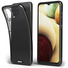 Załaduj obraz do przeglądarki galerii, Moozy Xframe Shockproof Case for Samsung A12 - Black Rim Transparent Case, Double Colour Clear Hybrid Cover with Shock Absorbing TPU Rim
