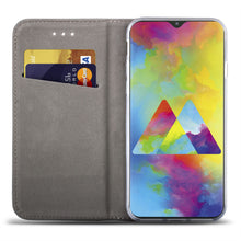 Załaduj obraz do przeglądarki galerii, Moozy Case Flip Cover for Samsung M20, Dark Blue - Smart Magnetic Flip Case with Card Holder and Stand
