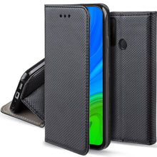 Charger l&#39;image dans la galerie, Moozy Case Flip Cover for Huawei P Smart 2020, Black - Smart Magnetic Flip Case with Card Holder and Stand
