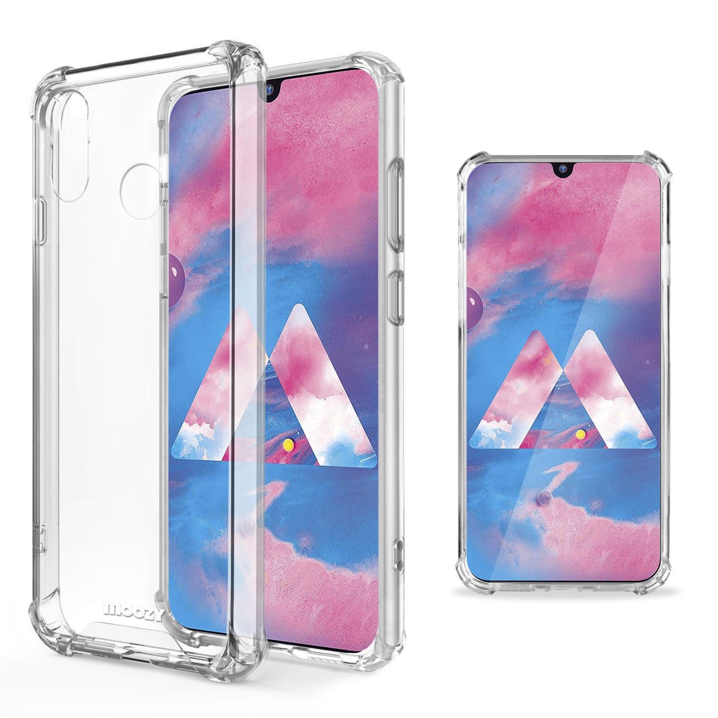 Moozy Shock Proof Silicone Case for Samsung M30 - Transparent Crystal Clear Phone Case Soft TPU Cover