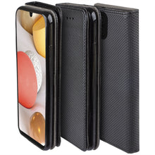 Carica l&#39;immagine nel visualizzatore di Gallery, Moozy Case Flip Cover for Samsung A42 5G, Black - Smart Magnetic Flip Case with Card Holder and Stand
