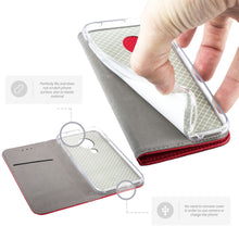 Załaduj obraz do przeglądarki galerii, Moozy Case Flip Cover for Nokia 7.2, Nokia 6.2, Red - Smart Magnetic Flip Case with Card Holder and Stand
