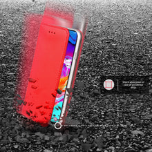 Załaduj obraz do przeglądarki galerii, Moozy Case Flip Cover for Samsung A70, Red - Smart Magnetic Flip Case with Card Holder and Stand
