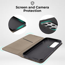 Carica l&#39;immagine nel visualizzatore di Gallery, Moozy Case Flip Cover for Samsung S22 Ultra, Black - Smart Magnetic Flip Case Flip Folio Wallet Case with Card Holder and Stand, Credit Card Slots, Kickstand Function
