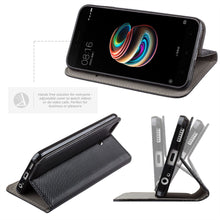 Load image into Gallery viewer, Moozy Case Flip Cover for Xiaomi Mi A1, Xiaomi Mi 5X, Black - Smart Magnetic Flip Case with Card Holder and Stand
