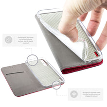 Załaduj obraz do przeglądarki galerii, Moozy Case Flip Cover for Xiaomi Mi A3, Red - Smart Magnetic Flip Case with Card Holder and Stand
