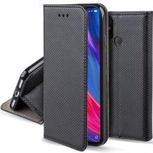 Load image into Gallery viewer, Moozy Case Flip Cover for Xiaomi Mi 8, Black - Smart Magnetic Flip Case with Card Holder and Stand
