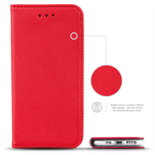 Załaduj obraz do przeglądarki galerii, Moozy Case Flip Cover for iPhone 12 mini, Red - Smart Magnetic Flip Case with Card Holder and Stand
