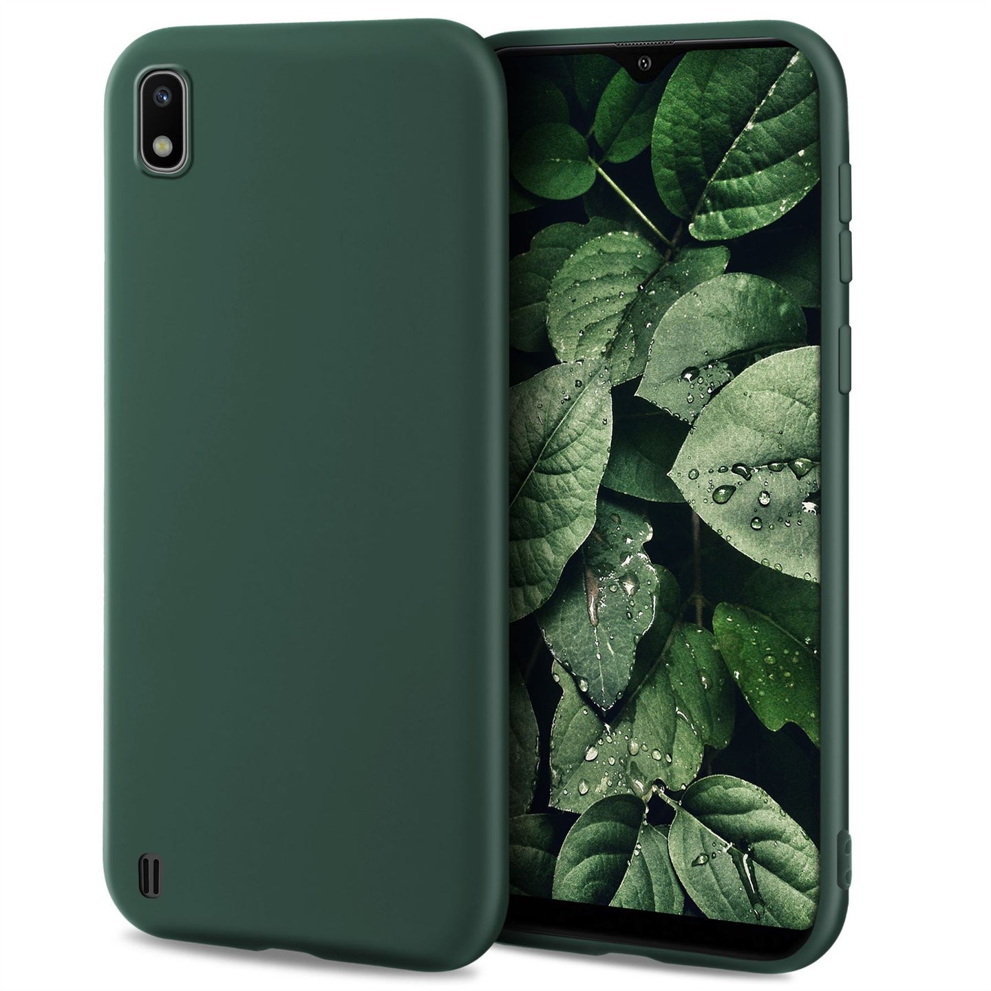 Moozy Minimalist Series Silicone Case for Samsung A10, Midnight Green - Matte Finish Slim Soft TPU Cover