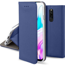 Afbeelding in Gallery-weergave laden, Moozy Case Flip Cover for Xiaomi Redmi 8, Dark Blue - Smart Magnetic Flip Case with Card Holder and Stand
