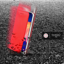 Załaduj obraz do przeglądarki galerii, Moozy Case Flip Cover for Samsung A10, Red - Smart Magnetic Flip Case with Card Holder and Stand

