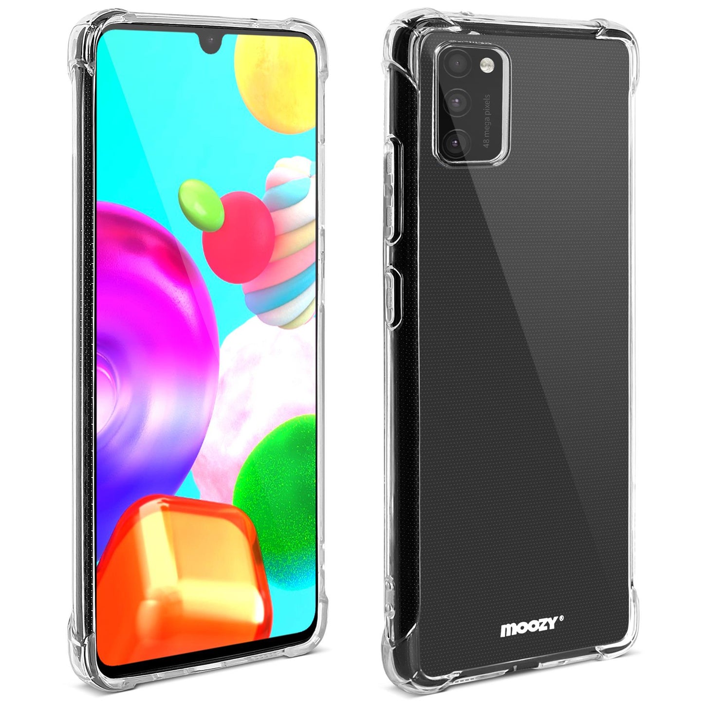 Moozy Shock Proof Silicone Case for Samsung A41 - Transparent Crystal Clear Phone Case Soft TPU Cover
