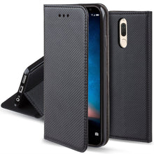 Cargar imagen en el visor de la galería, Moozy Case Flip Cover for Huawei Mate 10 Lite, Black - Smart Magnetic Flip Case with Card Holder and Stand
