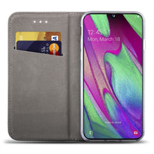Carica l&#39;immagine nel visualizzatore di Gallery, Moozy Case Flip Cover for Samsung A40, Dark Blue - Smart Magnetic Flip Case with Card Holder and Stand
