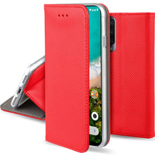 Cargar imagen en el visor de la galería, Moozy Case Flip Cover for Xiaomi Mi A3, Red - Smart Magnetic Flip Case with Card Holder and Stand
