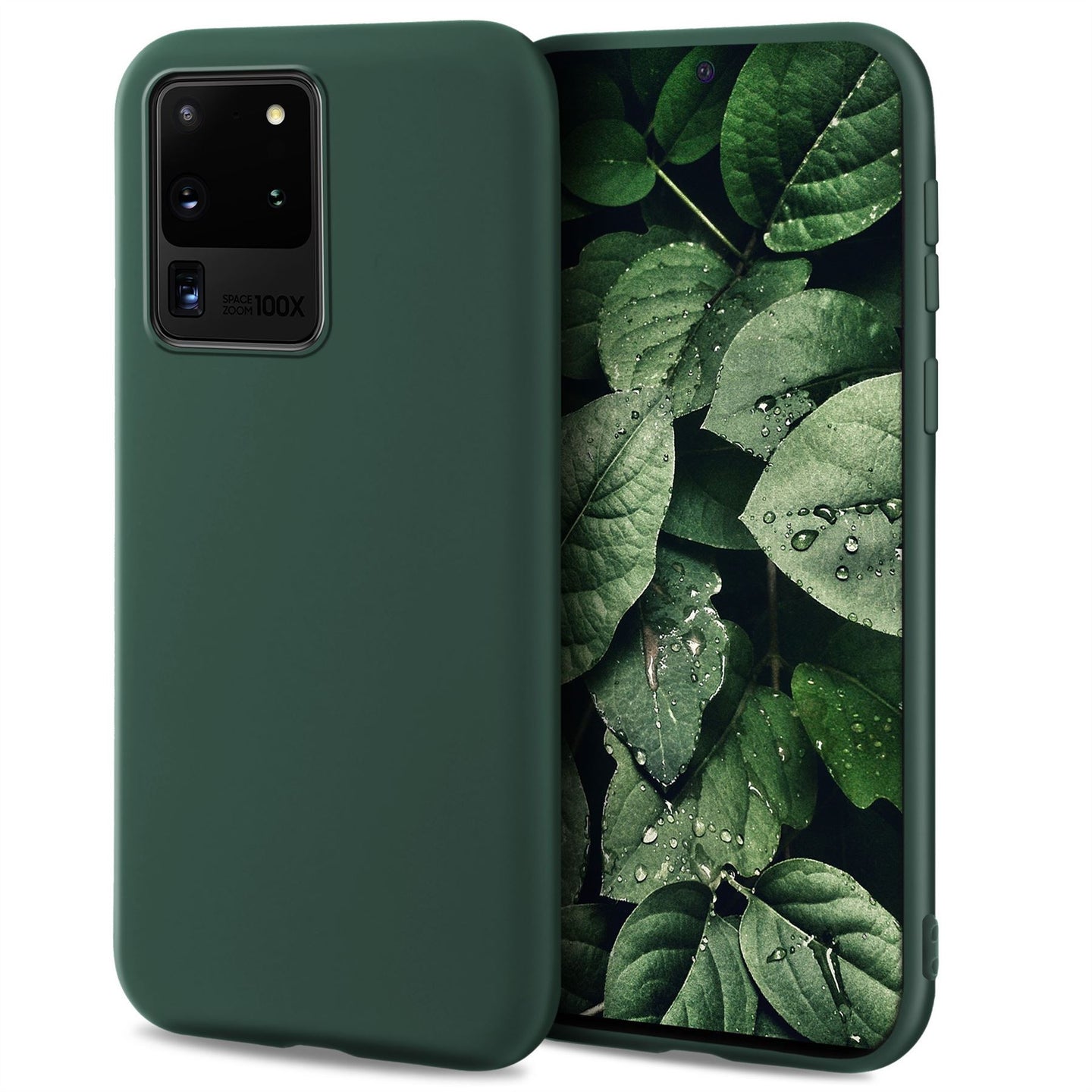 Moozy Minimalist Series Silicone Case for Samsung S20 Ultra, Midnight Green - Matte Finish Slim Soft TPU Cover