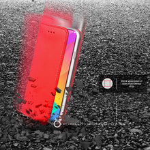 Cargar imagen en el visor de la galería, Moozy Case Flip Cover for Xiaomi Mi 9 Lite, Mi A3 Lite, Red - Smart Magnetic Flip Case with Card Holder and Stand
