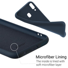 Załaduj obraz do przeglądarki galerii, Moozy Lifestyle. Designed for Samsung A40 Case, Midnight Blue - Liquid Silicone Cover with Matte Finish and Soft Microfiber Lining
