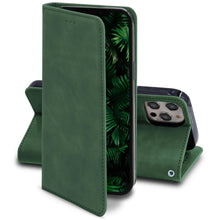 Lade das Bild in den Galerie-Viewer, Moozy Marble Green Flip Case for iPhone 12, iPhone 12 Pro - Flip Cover Magnetic Flip Folio Retro Wallet Case
