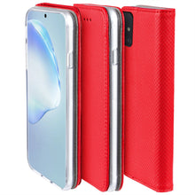 Carica l&#39;immagine nel visualizzatore di Gallery, Moozy Case Flip Cover for Samsung S20, Red - Smart Magnetic Flip Case with Card Holder and Stand
