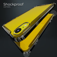 Cargar imagen en el visor de la galería, Moozy Xframe Shockproof Case for iPhone XR - Black Rim Transparent Case, Double Colour Clear Hybrid Cover with Shock Absorbing TPU Rim
