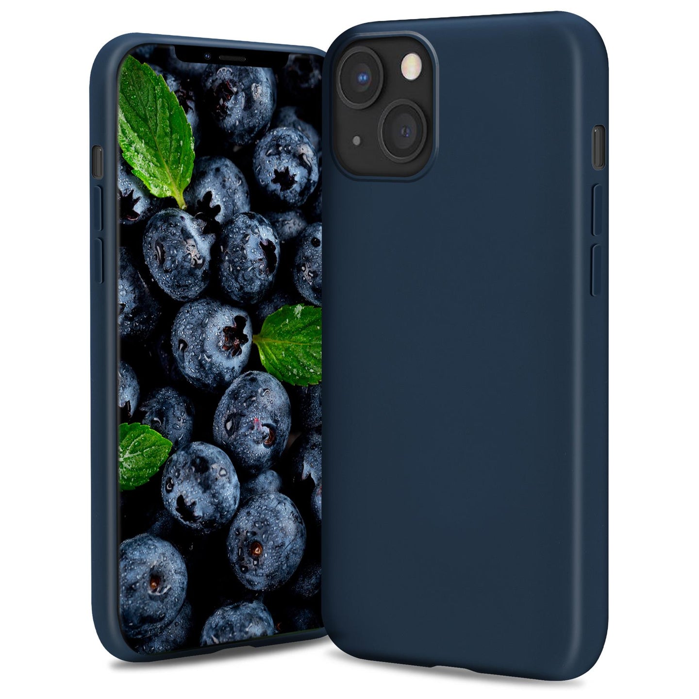 Moozy Lifestyle. Silicone Case for iPhone 13 Mini, Midnight Blue - Liquid Silicone Lightweight Cover with Matte Finish