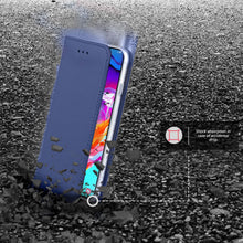 Charger l&#39;image dans la galerie, Moozy Case Flip Cover for Samsung A70, Dark Blue - Smart Magnetic Flip Case with Card Holder and Stand
