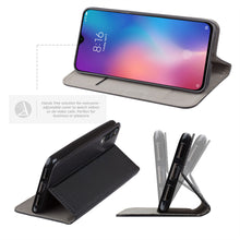 Lade das Bild in den Galerie-Viewer, Moozy Case Flip Cover for Xiaomi Mi 9 SE, Black - Smart Magnetic Flip Case with Card Holder and Stand

