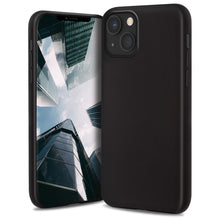 Załaduj obraz do przeglądarki galerii, Moozy Lifestyle. Silicone Case for iPhone 13, Black - Liquid Silicone Lightweight Cover with Matte Finish
