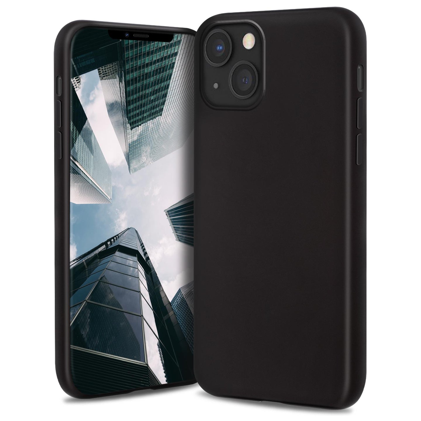 Moozy Lifestyle. Silicone Case for iPhone 13, Black - Liquid Silicone Lightweight Cover with Matte Finish