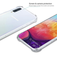 Cargar imagen en el visor de la galería, Moozy Shock Proof Silicone Case for Samsung A50 - Transparent Crystal Clear Phone Case Soft TPU Cover
