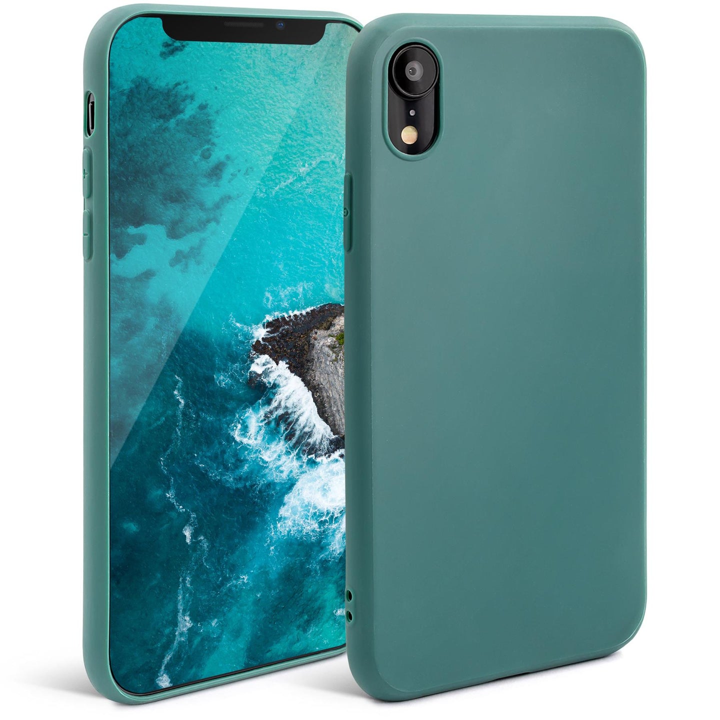 Moozy Minimalist Series Silicone Case for iPhone XR, Blue Grey - Matte Finish Slim Soft TPU Cover