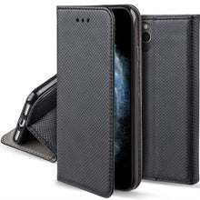 Load image into Gallery viewer, Moozy Case Flip Cover for iPhone 11 Pro, Black - Smart Magnetic Flip Case with Card Holder and Stand
