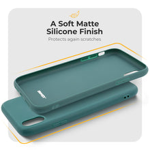 Ladda upp bild till gallerivisning, Moozy Minimalist Series Silicone Case for iPhone X and iPhone XS, Blue Grey - Matte Finish Slim Soft TPU Cover
