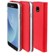 Afbeelding in Gallery-weergave laden, Moozy Case Flip Cover for Samsung J5 2017, Red - Smart Magnetic Flip Case with Card Holder and Stand
