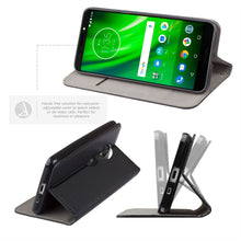 Cargar imagen en el visor de la galería, Moozy Case Flip Cover for Motorola Moto G7 Play, Black - Smart Magnetic Flip Case with Card Holder and Stand
