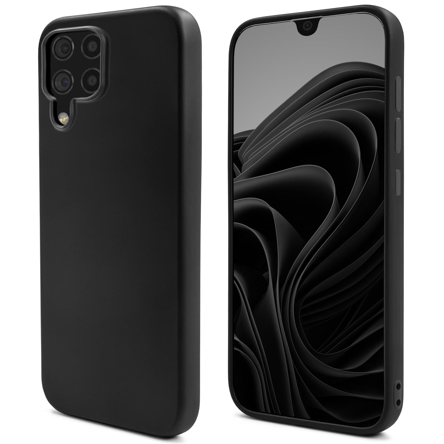 Moozy Lifestyle. Silicone Case for Samsung A22 4G, Black - Liquid Silicone Lightweight Cover with Matte Finish and Soft Microfiber Lining, Premium Silicone Case