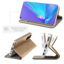 Carica l&#39;immagine nel visualizzatore di Gallery, Moozy Case Flip Cover for Oppo A72, Oppo A52 and Oppo A92, Gold - Smart Magnetic Flip Case with Card Holder and Stand
