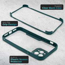 Cargar imagen en el visor de la galería, Moozy 360 Case for iPhone 13 Pro Max - Green Rim Transparent Case, Full Body Double-sided Protection, Cover with Built-in Screen Protector

