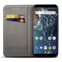 Carica l&#39;immagine nel visualizzatore di Gallery, Moozy Case Flip Cover for Xiaomi Mi A2, Mi 6X, Black - Smart Magnetic Flip Case with Card Holder and Stand
