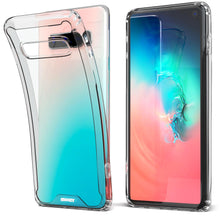 Carica l&#39;immagine nel visualizzatore di Gallery, Moozy Xframe Shockproof Case for Samsung S10 - Transparent Rim Case, Double Colour Clear Hybrid Cover with Shock Absorbing TPU Rim
